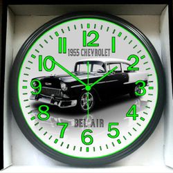 1955 Chevrolet Chevy Bell Air  Glow In The Dark Wall Clock New!