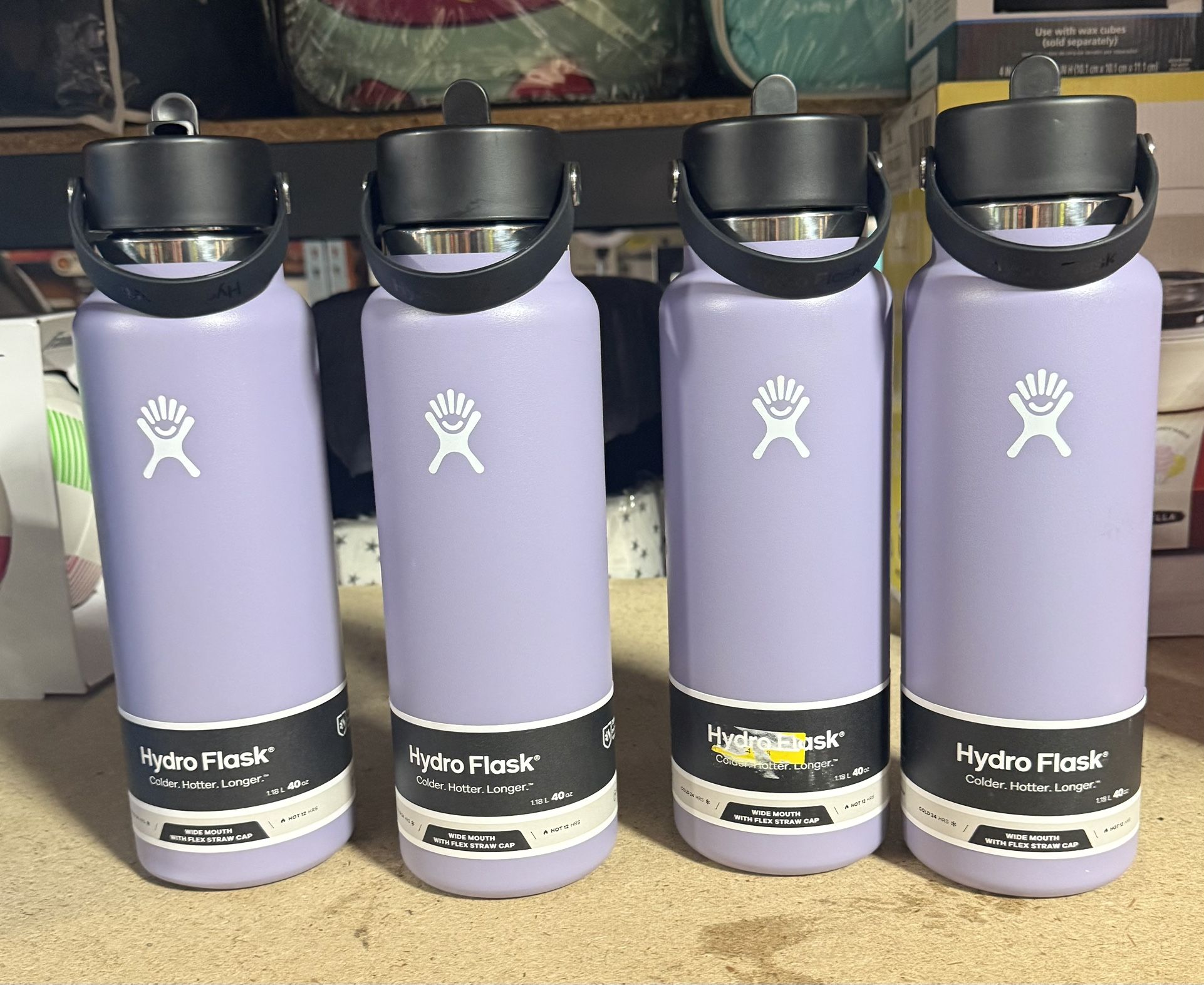 4 Hydro Flask 40oz Wide Mouth Flex Straw Bottle - Moonshadow: Vacuum-Insulated