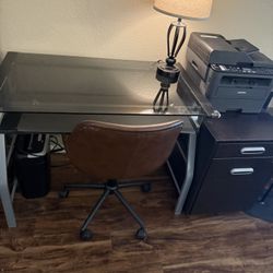 Desk/Chair/File Cabinet/Printer/Shredder Set