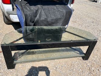 Glass and Black Metal TV Stand
