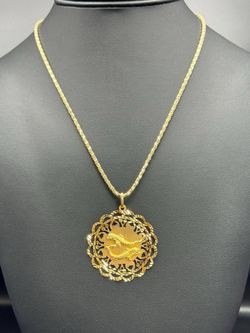 18k solid yellow gold Pisces zodiac sign fish pendant