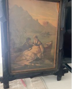 Antique woman on boat Painting