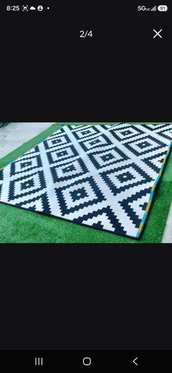 Ikea LAPPLJUNG RUTA Rug 6 ' 7 " x 6 ' 7 " low pile white black