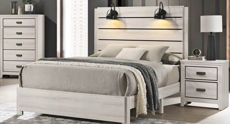 NEW QUEEN SIZE BED WITH MATTRESS AND NIGHTSTAND INCLUDING FREE DELIVERY PAY UPON ARRIVAL