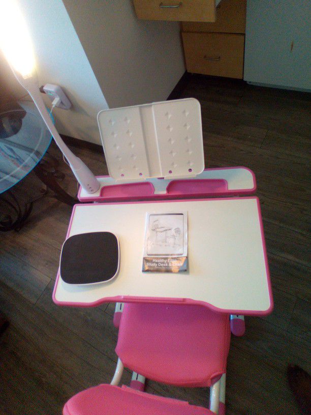 Pink Study Desk And Chair 