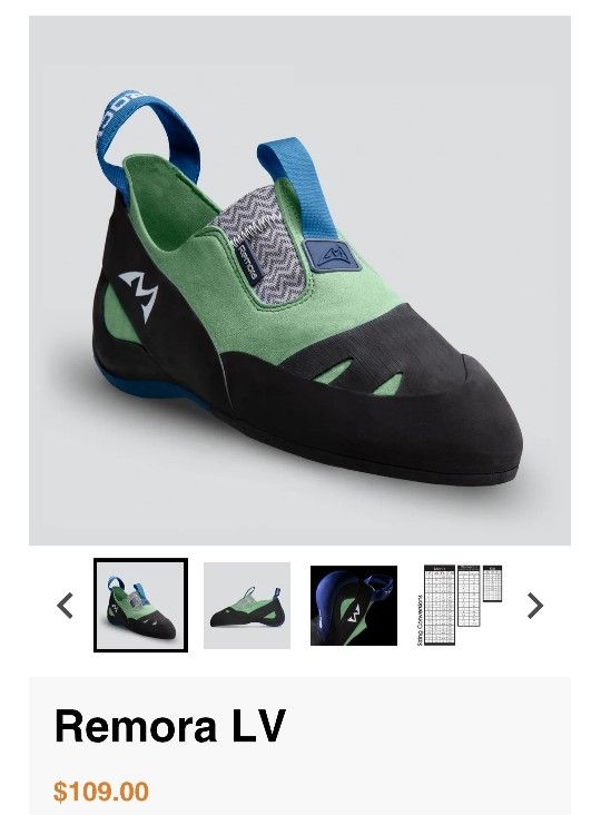 Remora LV Climbing Shoes Size 10 w/ Free Climbing Pass