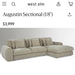 NEW IN-BOX West Elm Sectional Pebble Fabric (Retail $3,999+tax) Free Delivery