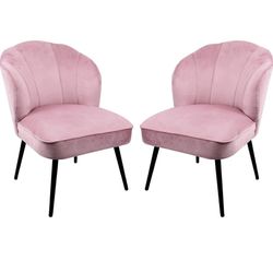 Pink Velvet Chairs Set of 2