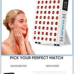Red Light Therapy for Face, 660nm 850nm Near-Infrared Light Therapy Panel for Body, 110W with 60 Dual Chip LEDs, 135mW/cm² High Irradiance Device for 