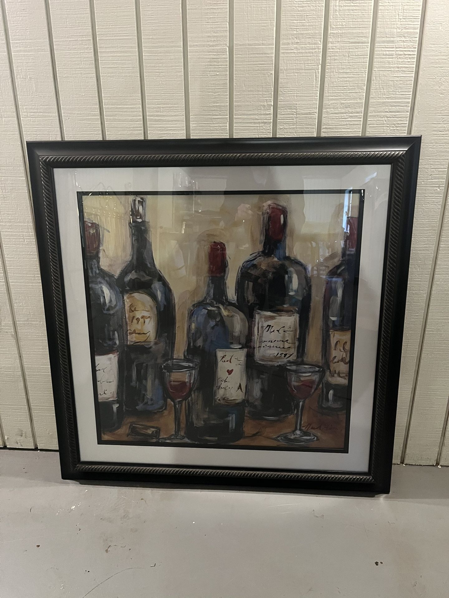 Framed Wine Bottle Art 38”X38”