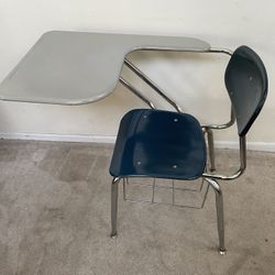 Metal Tablet Arm School Desk with Book Rack 