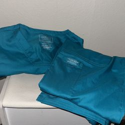 women’s TLB Teal Blue Petite XXS Cherokee authentic Scrubs top+bottom set