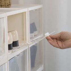 New In Box 6 Shoe Storage Box Plastic Stackable Shoe Container Off White