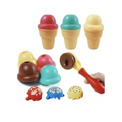 Ice Cream Toy Set for Kids & Toddlers- Sensory Toys- Toy Food- Plastic Pretend Play Toy