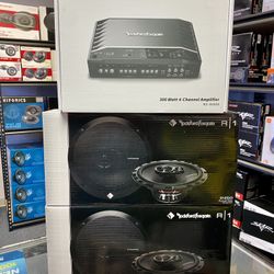 New Rockford Fosgate Prime R2 300 Watts RMS / 4 Channel Car Audio Amplifier + (4) Rockford Fosgate 6.5” Speakers (No Credit Easy Financing) 🔊🤑