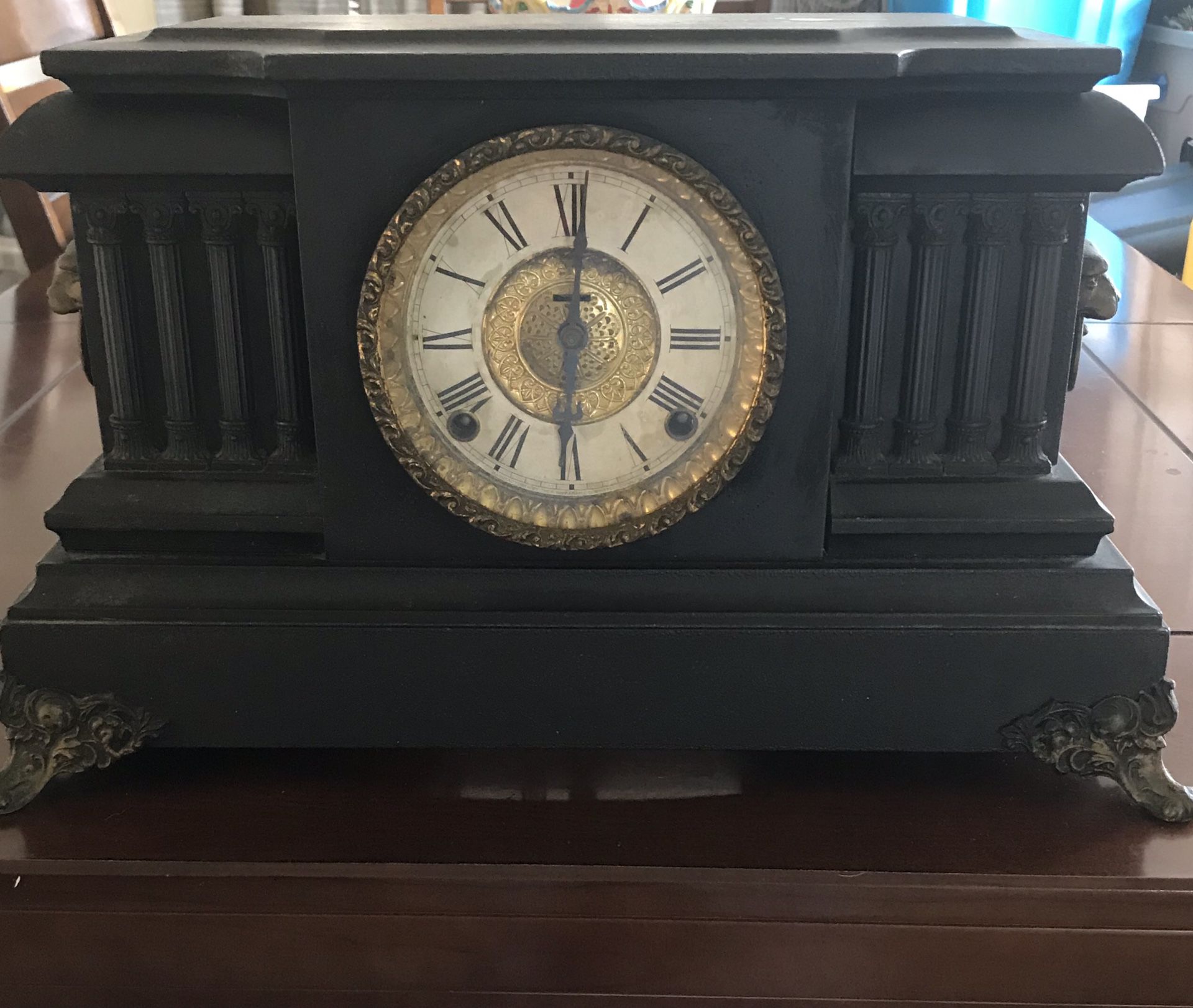 1890 French Ingram Wood Mantel clock