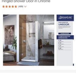 DreamLine Unidoor  28x72 Frameless Hinged Shower Door 