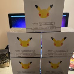Pokémon Celebrations Etb Factory Sealed $85 OBO For One Or $400 For All Of Them Plus Shipping. Great Christmas Gift. Shoot Me An Offer. 