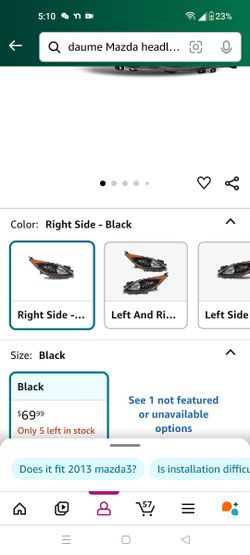 Headlight Assembly Compatible With 2010 2011 2012 2013 Mazda 3 Right Passenger Side Black Halogen Headlamp
