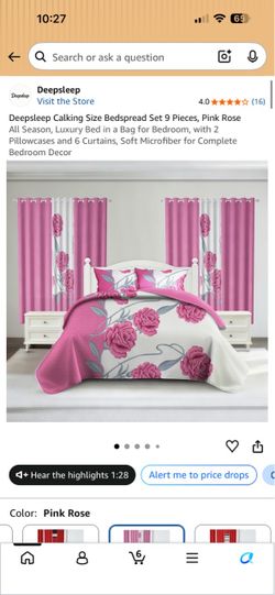 Deepsleep Cal King Bedspread Set 9 Pieces Pink Rose