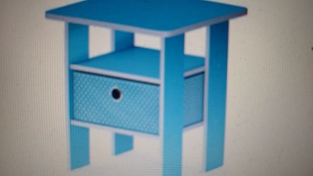 Furrino Andrey End Table Nightstand with Bin Drawer, Blue