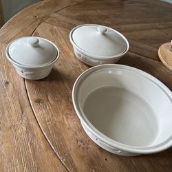 3 Piece Longaberger Casserole Set - Made In USA