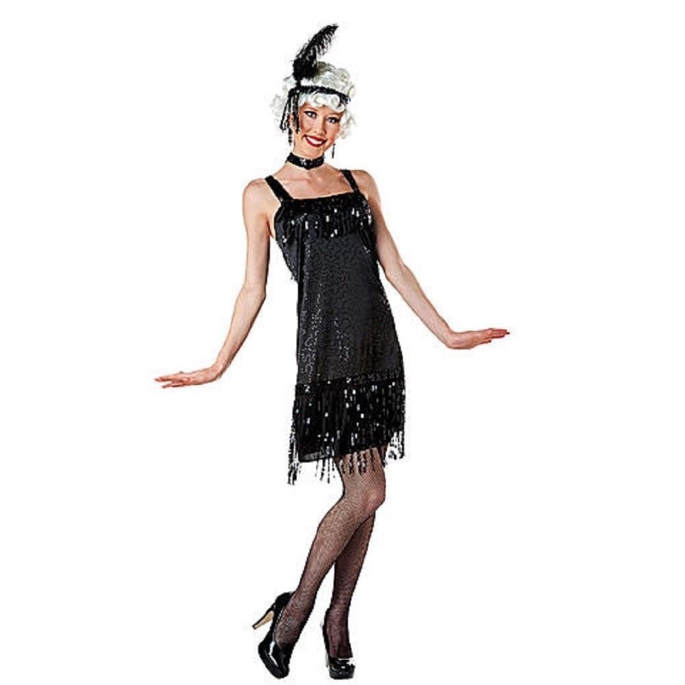 Women Black Fringe Flapper Halloween Costume Small Totally Ghoul - NEW w Tag