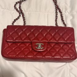 REAL USED CHANEL CALFSKIN RED BAG