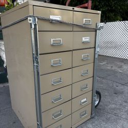 Vintage Cole Steel Industrial Metal File Cabinet 14 Drawer