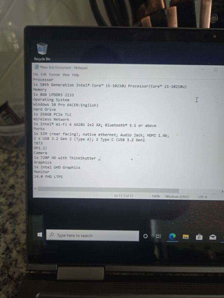 X1 Yoga 5th Gen 2-1) Laptop (ThinkPad