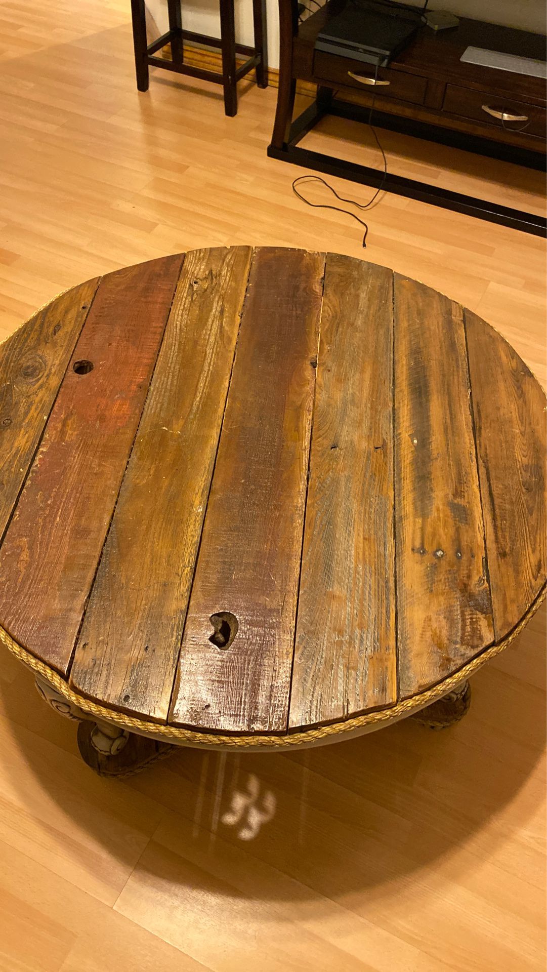 Beautiful Handmade Antique wooden round table . In good condition.