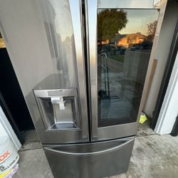 KENMORE ELITE DOOR IN DOOR BLACK STAINLESS STEEL FRENCH DOOR REFRIGERATOR 