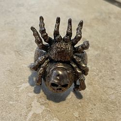 Custom Silver Ring Skull Spider Size 10 