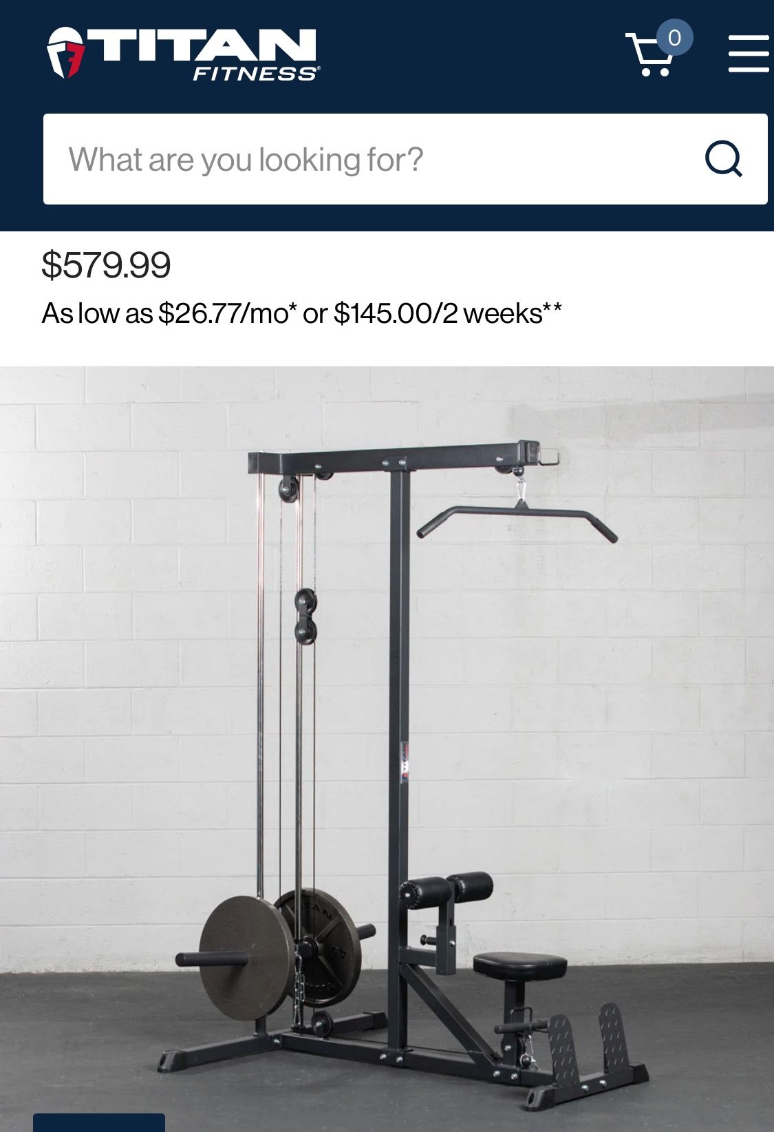 Gym Equipment- Titan Fitness Plate-Loaded Lat Tower V2