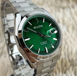 Bulova Surveyor Green Dial Stainless Steel Men Automatic Watch 96B429 39MM