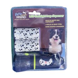 LED FLASHLIGHT BUILT-IN 60 DOG POOP BAGS 3 ROLLS CT BUILT IN DISPENSER BRAND NEW