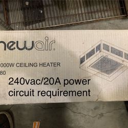 5000 Watt Electric Ceiling Heater. Brand New In Factory Sealed Box.  