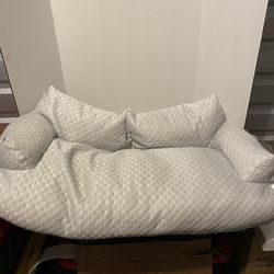 Cooling Fabric Pet Sofa Bed for Cats and Small to Medium Dogs, Light Gray