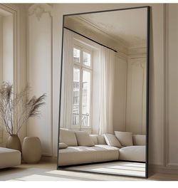 82"x44" Oversized Mirror Full Length, Floor Mirror for Gym, Black HD Shatterproof Tempered Glass, Gym Mirror, Freestanding Wall Mounted Leaning, Extra