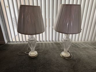 Pair of Crystal Glass Table Lamps with Shades