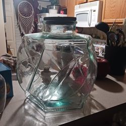 NEW EX EX LARG BEVELED GLASS CONTAINER CORK TOP 8 TODAY FINAL PRICE PAID 29.99 HOME GOODS