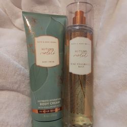 Bath & Body Works 2PC SET Autumn Violets Mist & Body Cream 