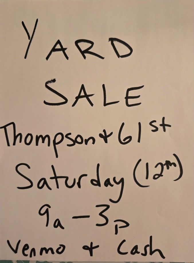 Yard Sale Saturday July 12th 9a-3p