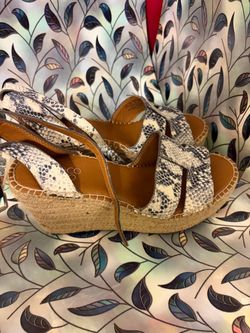 8.5 Snakeskin Print Espadrille Wedge Sandals