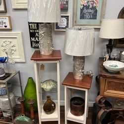 Skinny End Tables with Copper Tops | Bleached White-Washed Wood | Coastal • Modern • Farmhouse