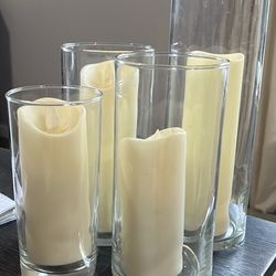 Glass Cylinders With Battery Operated Candles 