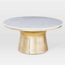 Marble-Topped Pedestal Coffee Table