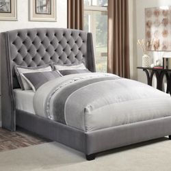 EASTERN KING Grey Upholstery Bed Frame Used