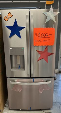 Stainless Steel Refrigerators 17.5 Cu/ft $850 French Doors Bottom Freezer Ice And Water Dispenser