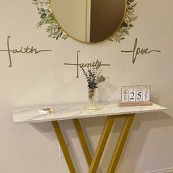 Console Table Modern White Gold Hallway Table 43 inch Home Entryway Brand New